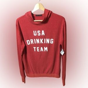 NWOT Wildfox USA drinking team hoodie sweatshirt size medium
